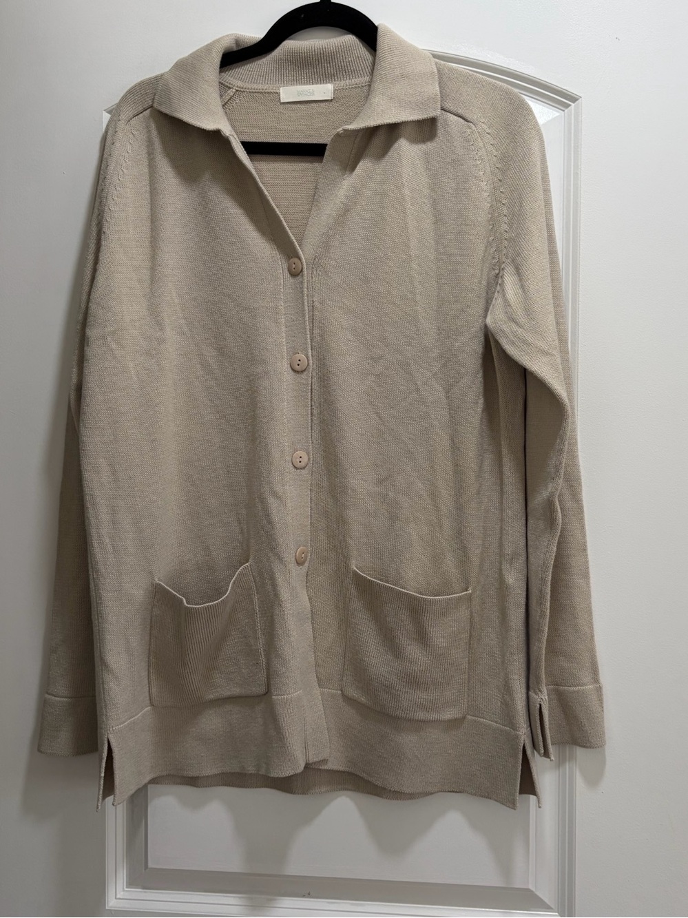 Marks & Spencer Oatmeal Wool Blend Collared Cardigan NWOT - Size M/L
